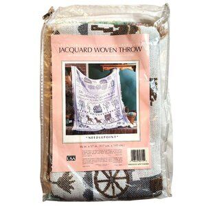 Jacquard Woven Throw Needlepoint Design  46" X 57"  100% Virgin Acrylic Layered